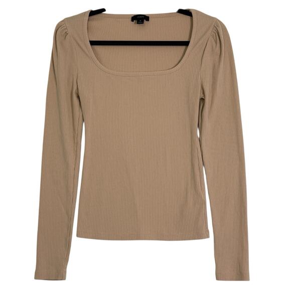 J. Crew Ribbed square neck Top Womens Sz M Minimalist Capsule Wardrobe Basic - Picture 1 of 9